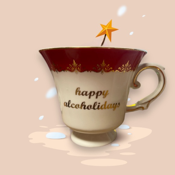 Francesca’s Happy Alcoholidays Footed Tea Cup - Picture 1 of 7